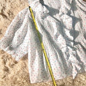 💋♥️DÔEN ‘Henri’ Spring Park Monceau Ramie Floral Ruffle Top Rare XS(S/M)